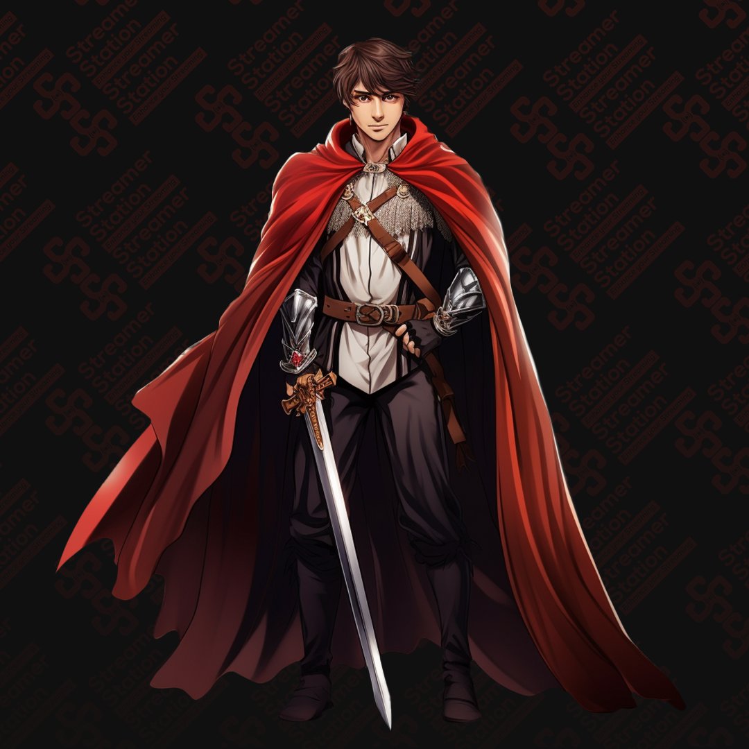 Static Avatar Without Bg A boy looks like prince holding sword