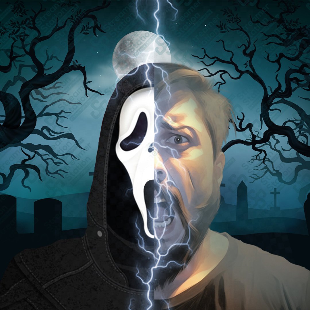 Static pfp A guy transform a ghost with dark scary background
