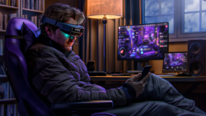 man wearing VR